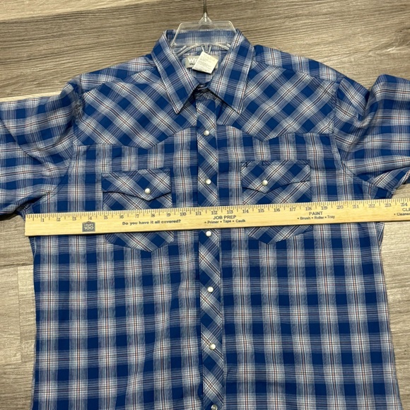 Wrangler Western Plaid Pearl Snap Shirt – Large – Long Sleeve – Blue - Picture 5 of 9